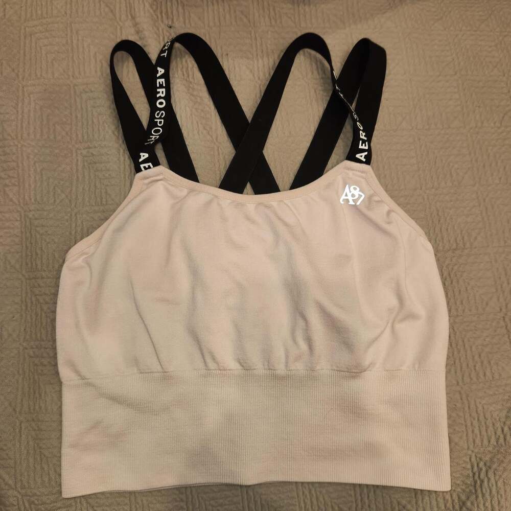 Aeropostale Women's Pink and Tan Crop-top